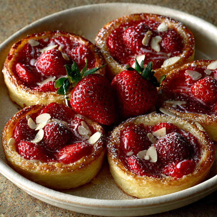 Glazed Strawberry Puff Pastry Danishes Platter